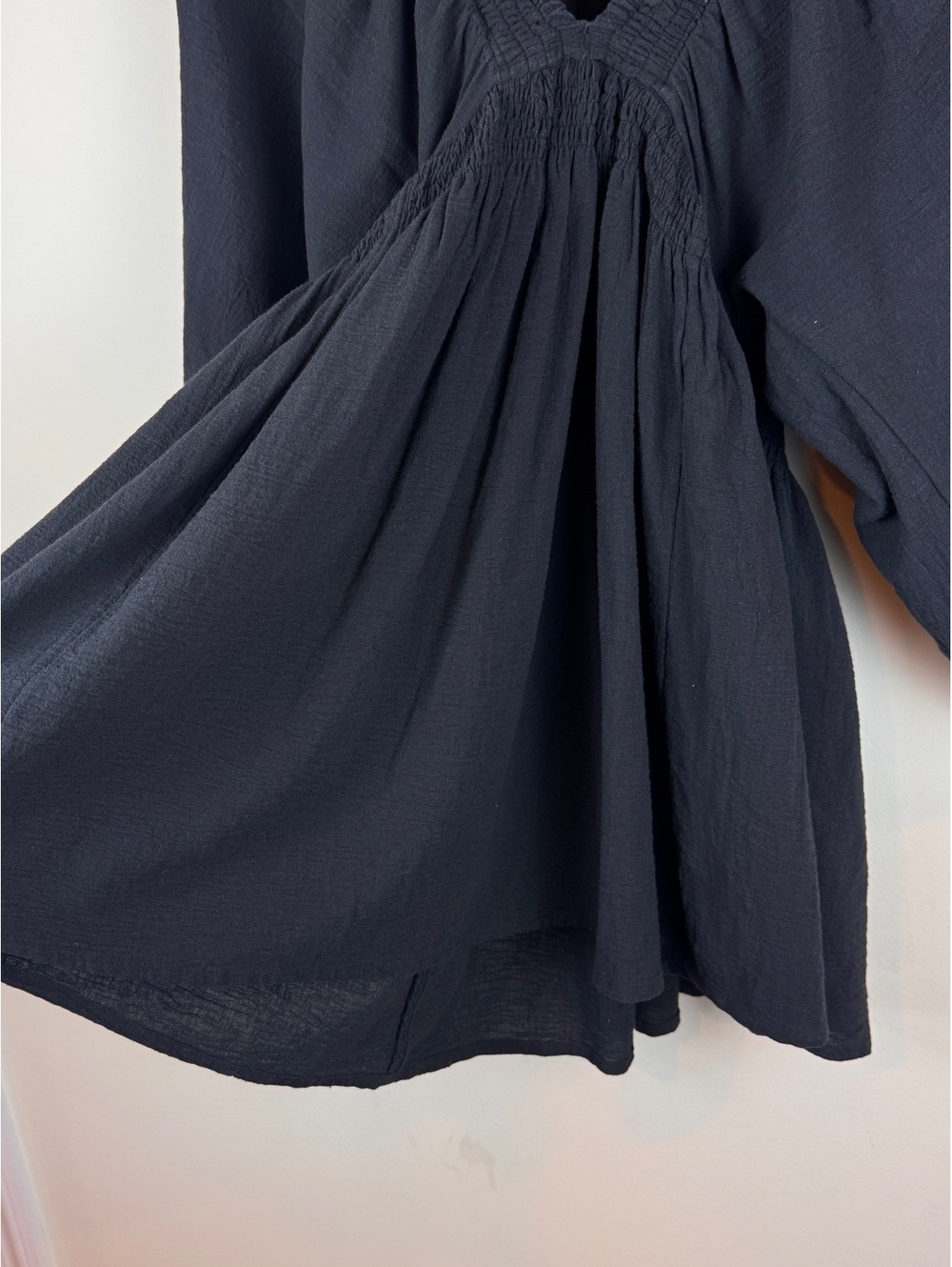 Free People For The Moment Mini Dress Black Cotton Boho Balloon Sleeve Size S - Picture 13 of 13